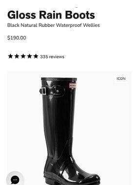 Hunter Gloss Tall Black Rain Boots with Side Buckle